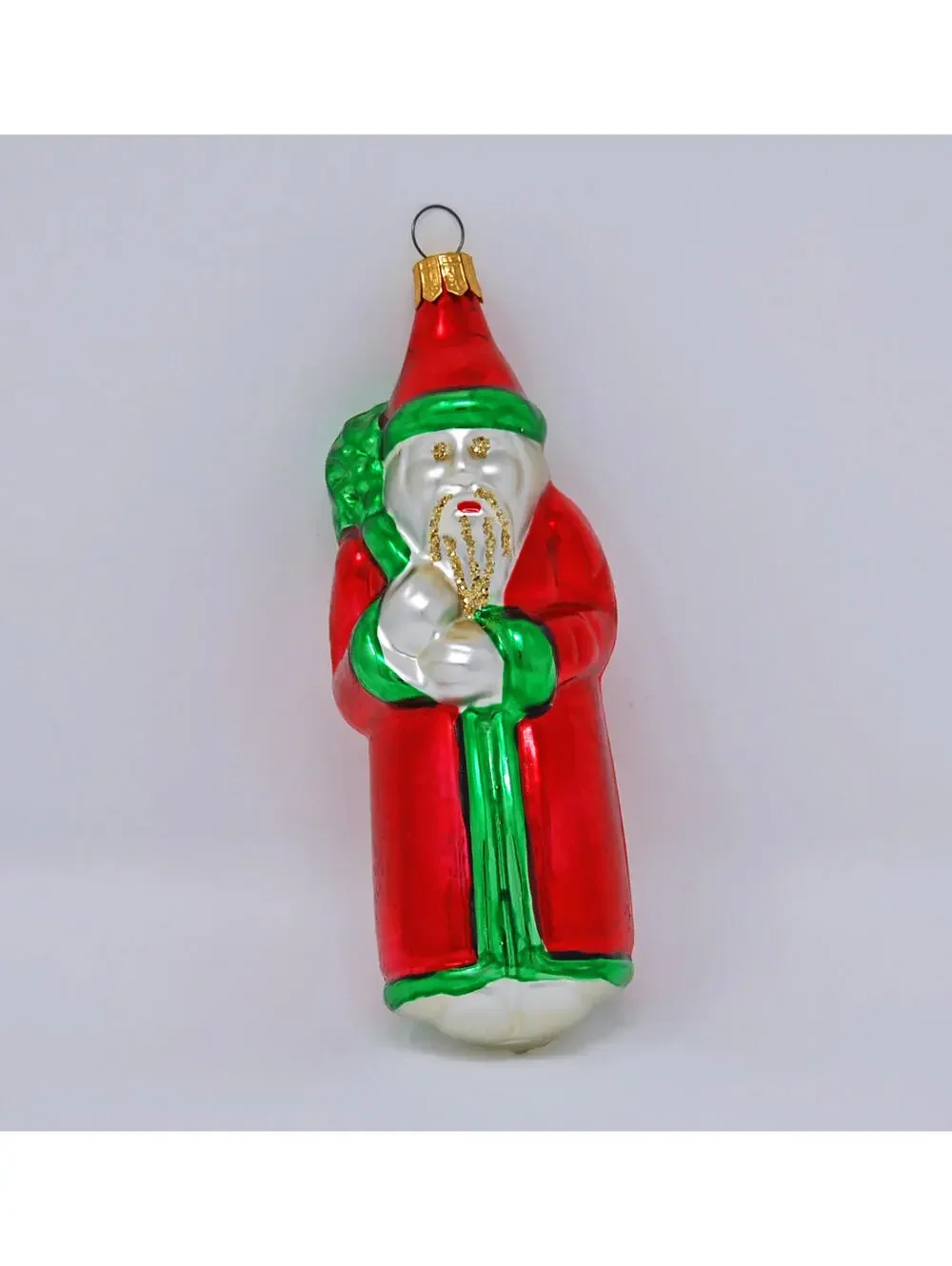 Pier 1 Mercury Glass Old World Santa Shaped Christmas Ornament Vintage